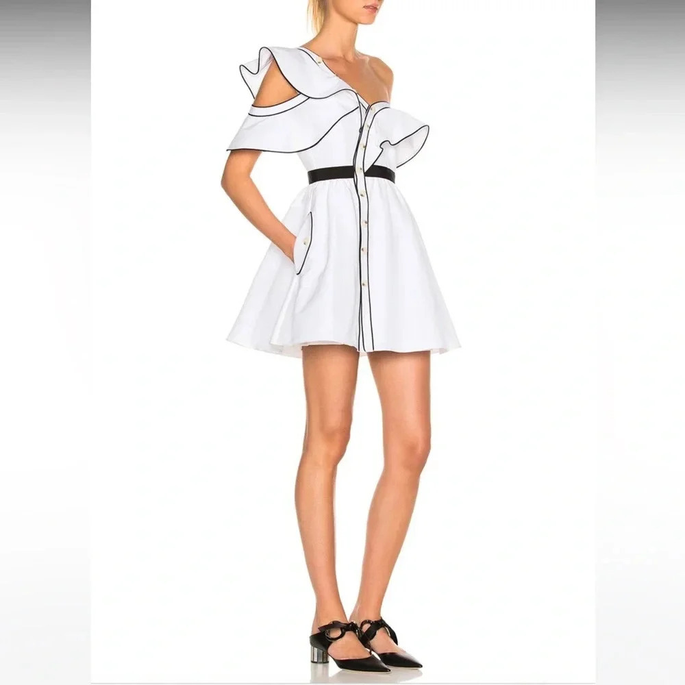 Self-Portrait White Ruffle Dress - Picture 2 of 11